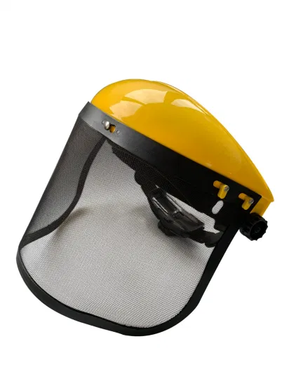 Protetor facial PP engrenagem de cabeça com viseira de malha para proteção facial